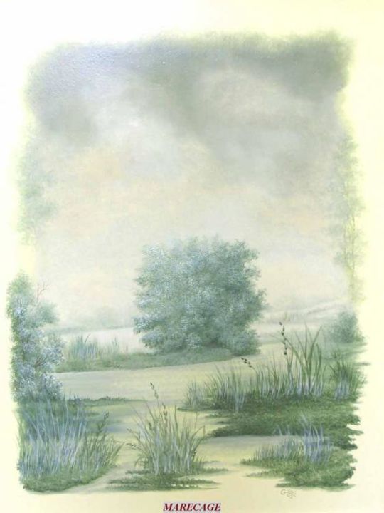 Pintura intitulada "Paysage" por Christian Geai, Obras de arte originais, Óleo