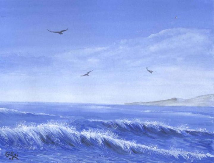 Painting titled "Aquarelle" by Christian Geai, Original Artwork, Oil