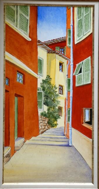 Peinture intitulée "RUE DU VIEUX NICE" par Christian Geai, Œuvre d'art originale, Huile