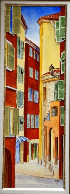 Peinture intitulée "RUE DU VIEUX NICE 2" par Christian Geai, Œuvre d'art originale, Huile