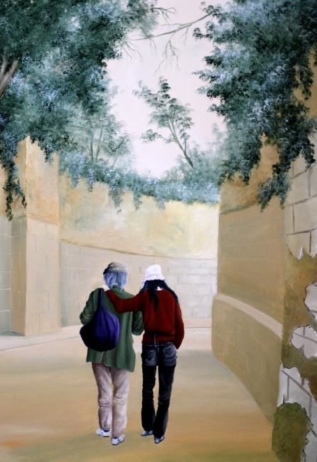 Peinture intitulée "RETOUR DE PROMENADE" par Christian Geai, Œuvre d'art originale, Huile