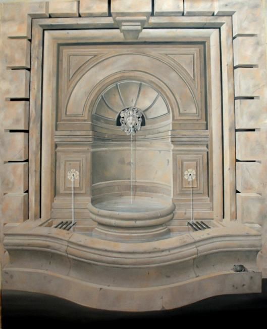 Peinture intitulée "Fontaine peint" par Christian Geai, Œuvre d'art originale, Huile