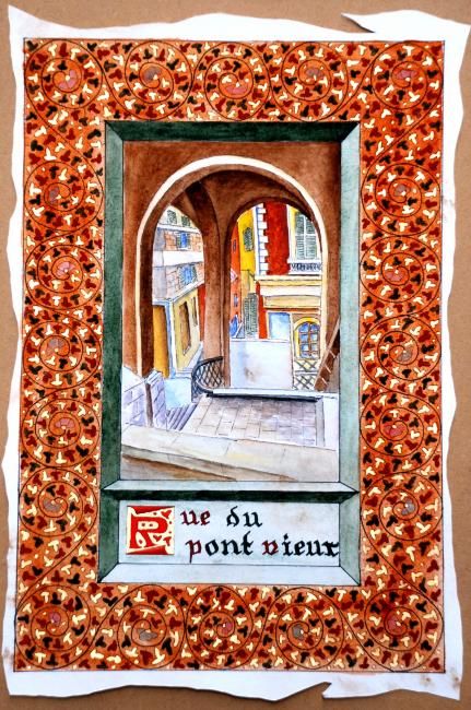 Painting titled "Rue du Pont Vieux" by Christian Geai, Original Artwork