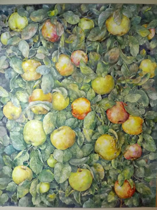 Painting titled "08-ontario-harvest-…" by Yulia Lisitsyna, Original Artwork, Watercolor