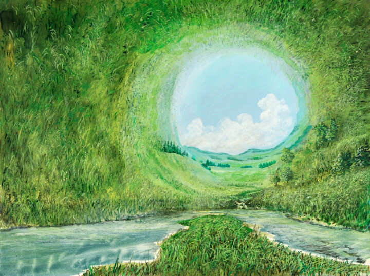 Malerei mit dem Titel "the world is round…" von Artdemo, Original-Kunstwerk, Öl