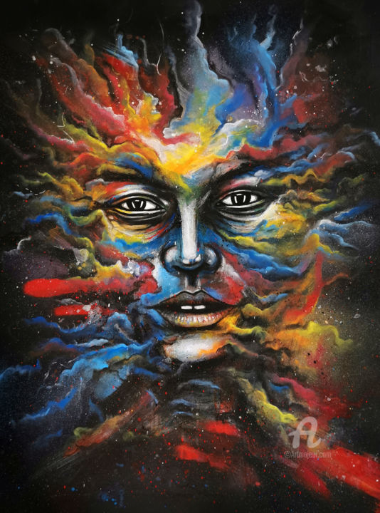 Disegno intitolato "Head in the clouds" da Art De Noé, Opera d'arte originale, Acrilico