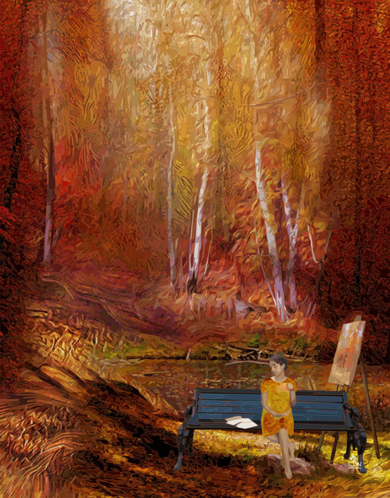 Digital Arts titled "the-autumn.jpg" by Devendra Negi, Original Artwork, Digital Painting