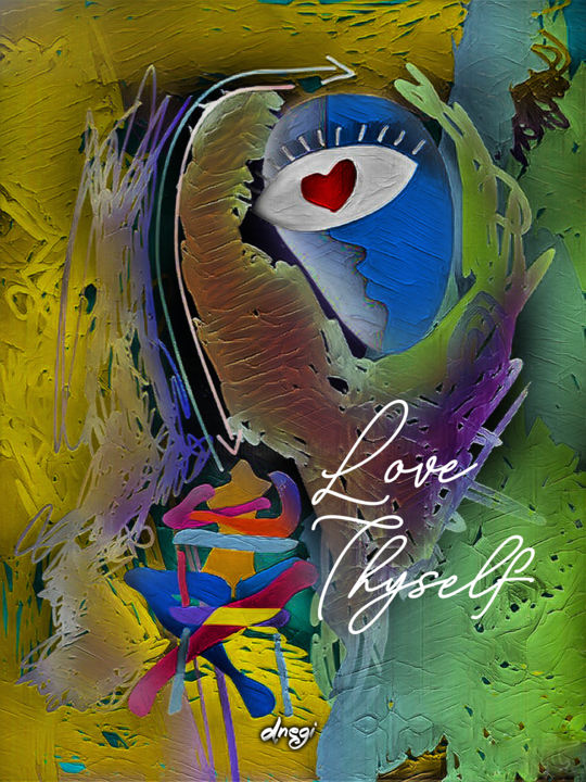 Arts numériques intitulée "love-thyself-2-desi…" par Devendra Negi, Œuvre d'art originale, Peinture numérique