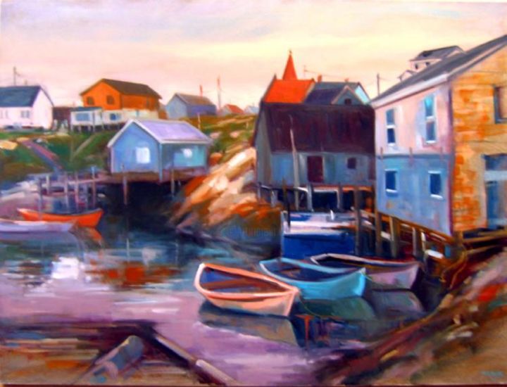 Painting titled "PEGGY'S COVE" by Mel Delija, Original Artwork, Oil