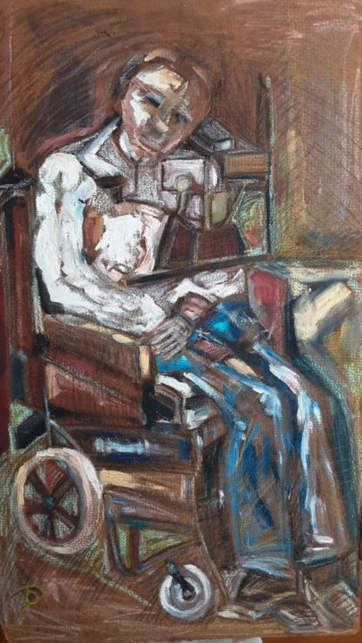 Peinture intitulée "Kiki tétraplégique" par Dominique De Roo, Œuvre d'art originale, Huile