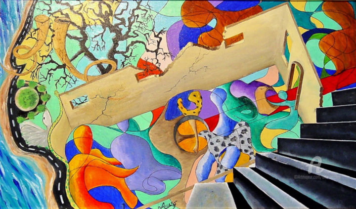Peinture intitulée "Microcosmo Umano" par Accarò, Œuvre d'art originale, Huile