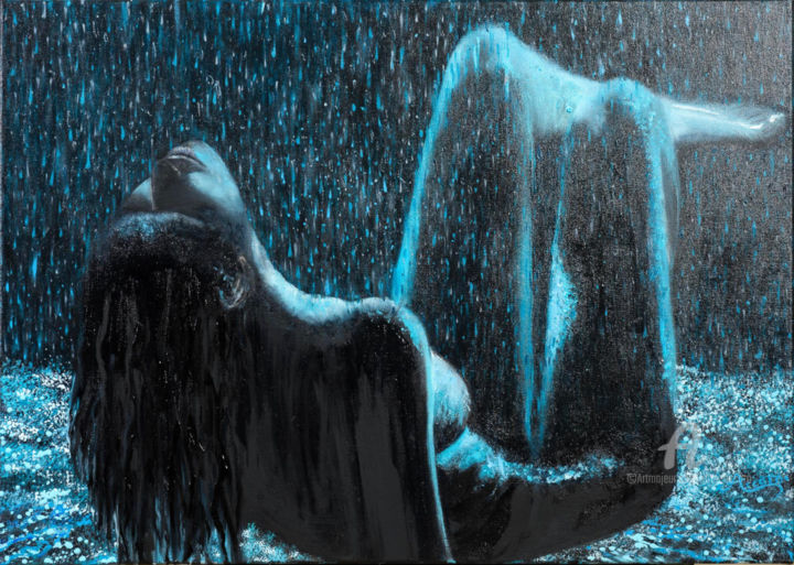 Pittura intitolato "Svelata dalla piogg…" da Accarò, Opera d'arte originale, Olio