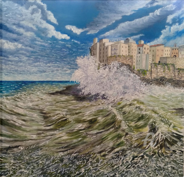 Картина под названием "Polignano a Mare" - Accarò, Подлинное произведение искусства, Масло