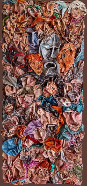 Malarstwo zatytułowany „Mosaico di anime, 8…” autorstwa Accarò, Oryginalna praca, Olej