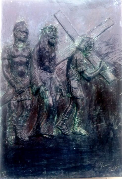 Rzeźba zatytułowany „-via-crucis-stazion…” autorstwa Angelo Pisciotta, Oryginalna praca, Ceramika