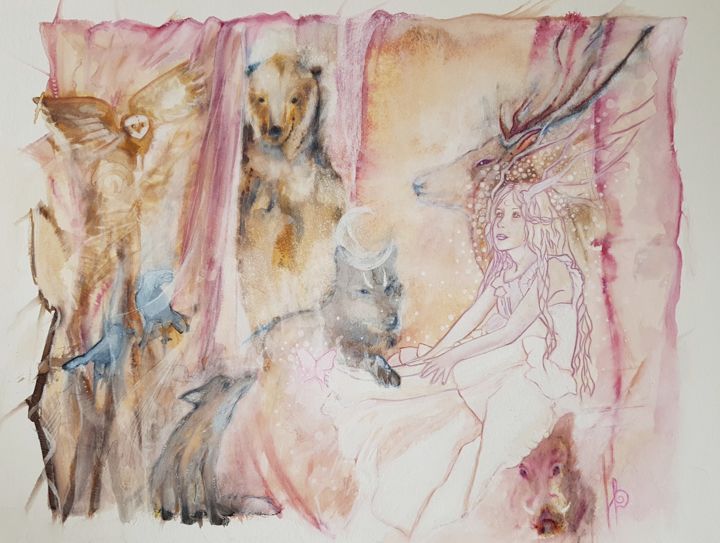 Painting titled "Rêveries" by Artéâme, Original Art, Watercolor