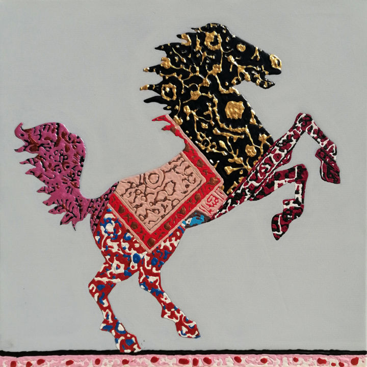 Peinture intitulée "Cavallo bizantino.…" par Luigi Ballarin, Œuvre d'art originale, Acrylique