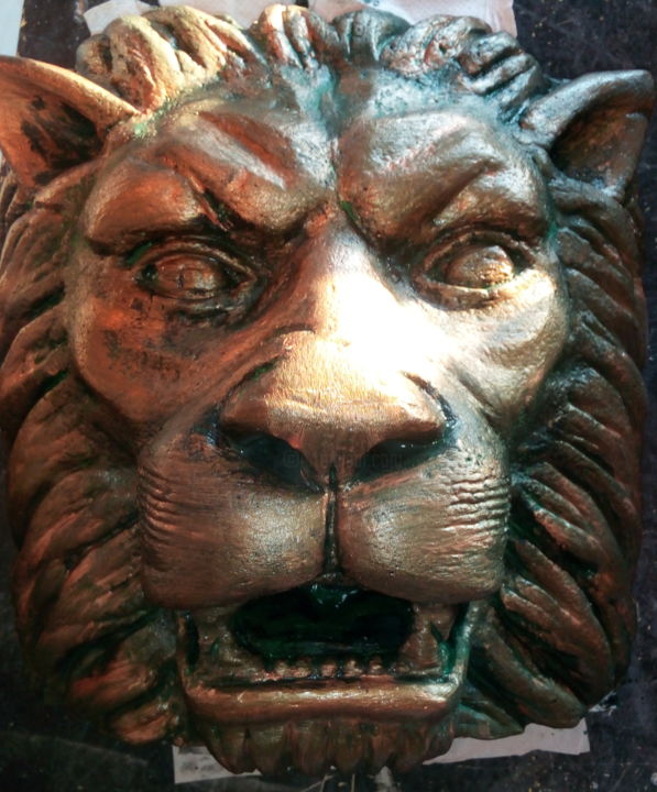 Sculpture intitulée "Figure de Lion" par Ahmed Beldjilali, Œuvre d'art originale,