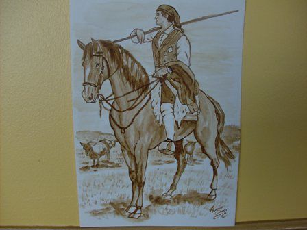Painting titled "Cavalos e campinos" by Abreu Nuno, Original Artwork