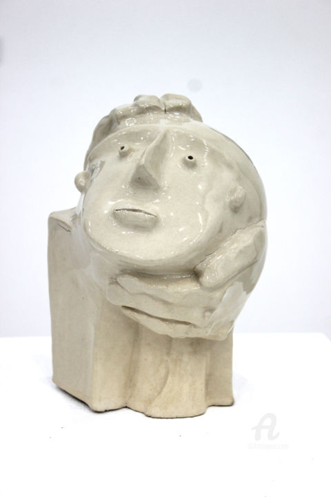 Sculpture titled "Olha para lá (Look…" by Artedegema Galeria, Original Artwork, Ceramics