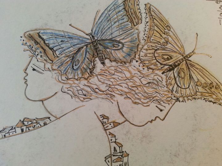 Drawing titled "Tiempos de Flores" by Maika, Original Artwork, Pencil