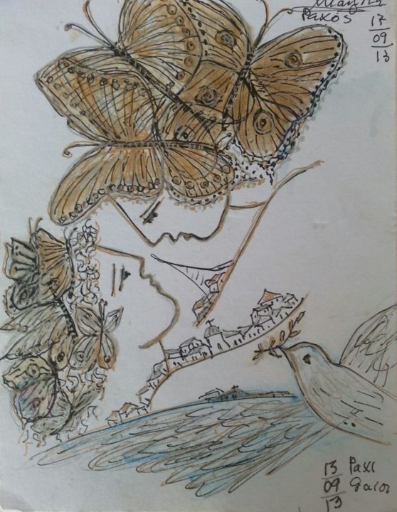 Drawing titled "La paz desde lo pos…" by Maika, Original Artwork, Pencil