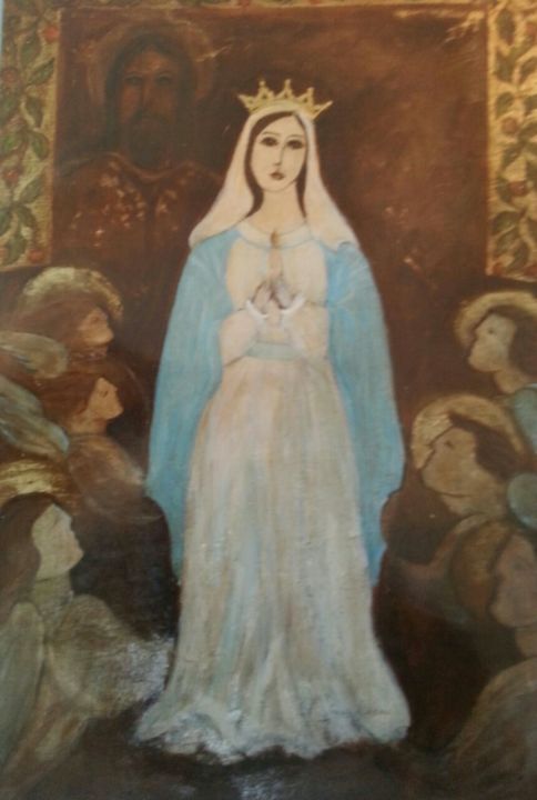 Painting titled "Panaguia...La Virgen" by Maika, Original Artwork, Acrylic