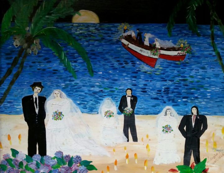 Painting titled "Boda en Santa FE VE…" by Maika, Original Artwork