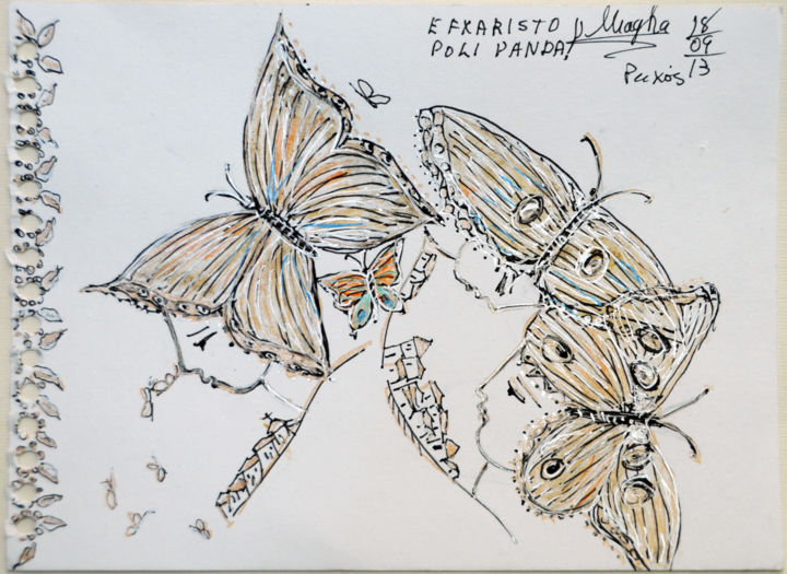 Tekening getiteld "Mariposas" door Maika, Origineel Kunstwerk, Potlood