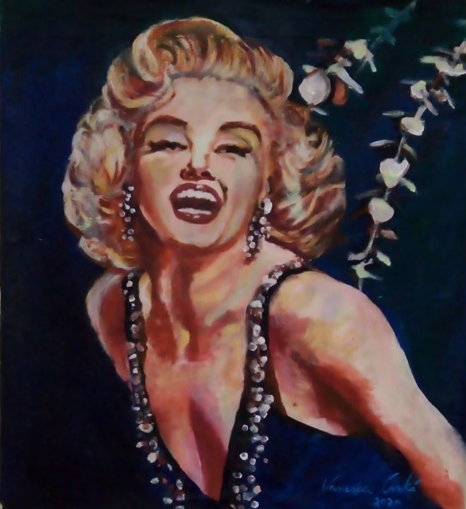 Malerei mit dem Titel "Retrato Marilyn Mon…" von Vanesca Conká, Original-Kunstwerk, Acryl