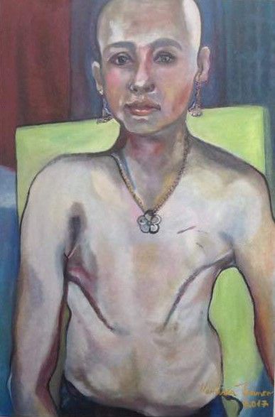 Painting titled "Mastectomia" by Vanesca Conká, Original Artwork, Oil