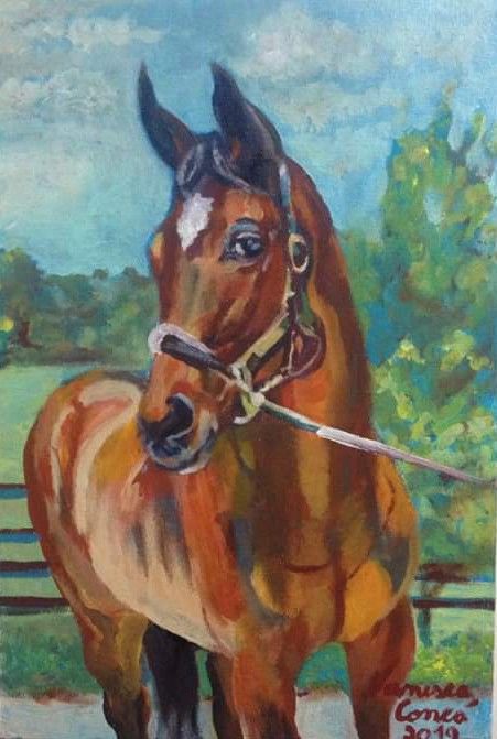 Pintura intitulada "Cavalo observando" por Vanesca Conká, Obras de arte originais, Acrílico