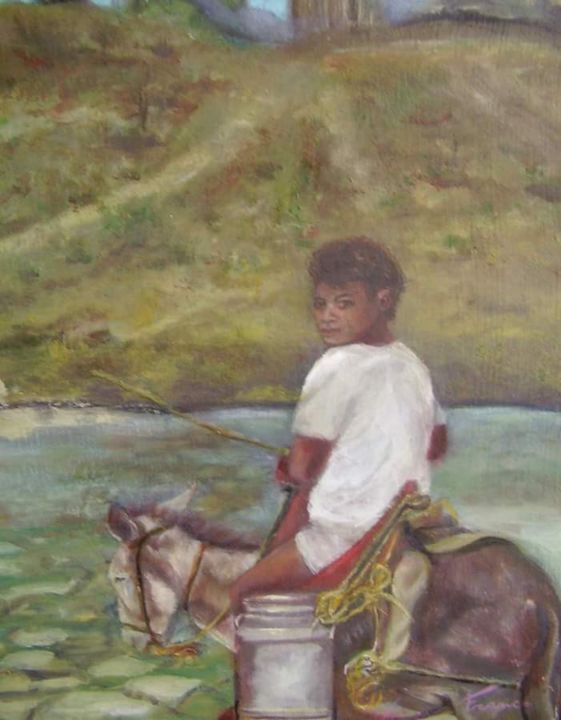 Painting titled "Tonel de água" by Vanesca Conká, Original Artwork, Oil