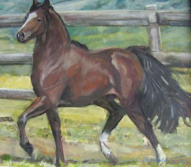 Painting titled "Cavalo em movimento" by Vanesca Conká, Original Artwork, Enamel