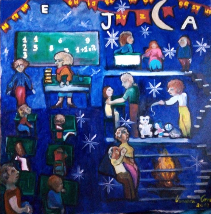 Картина под названием "Festa junina no Eja" - Vanesca Conká, Подлинное произведение искусства, Масло