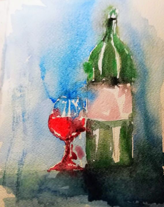 Painting titled "Vine" by Edin Subasic, Original Artwork, Watercolor