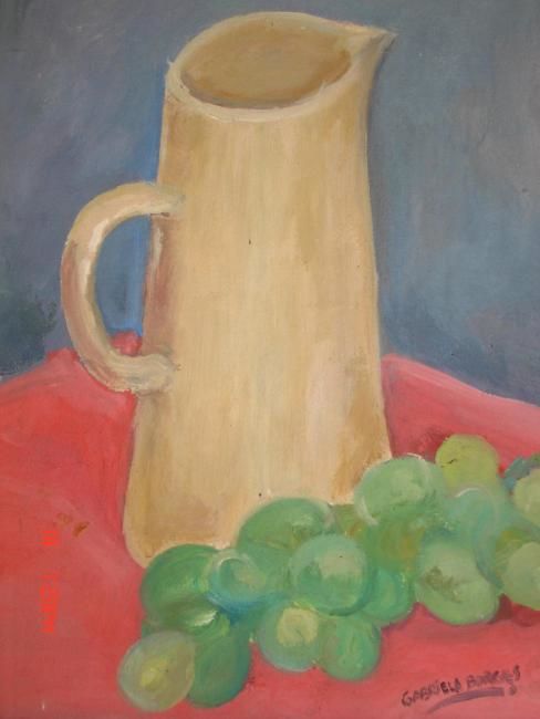 Pintura titulada "Uvas junto al jarron" por Gabriela Borges Carvalho, Obra de arte original