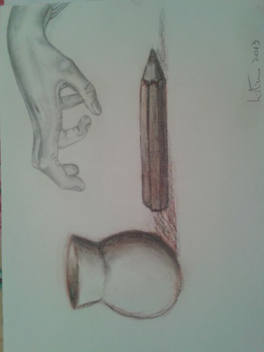 Disegno intitolato "Artiglio domestico" da Cristiano, Opera d'arte originale,