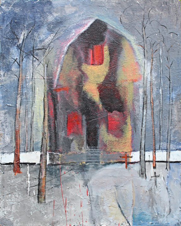 Peinture intitulée "The house was destr…" par Artem Andreichuk, Œuvre d'art originale, Acrylique