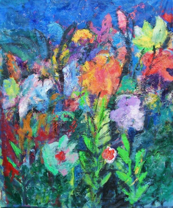Painting titled "Flowers" by Artem Andreichuk, Original Artwork, Oil