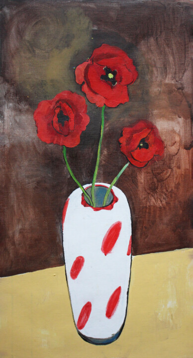 Картина под названием "Poppies" - Artem Andreichuk, Подлинное произведение искусства, Акрил