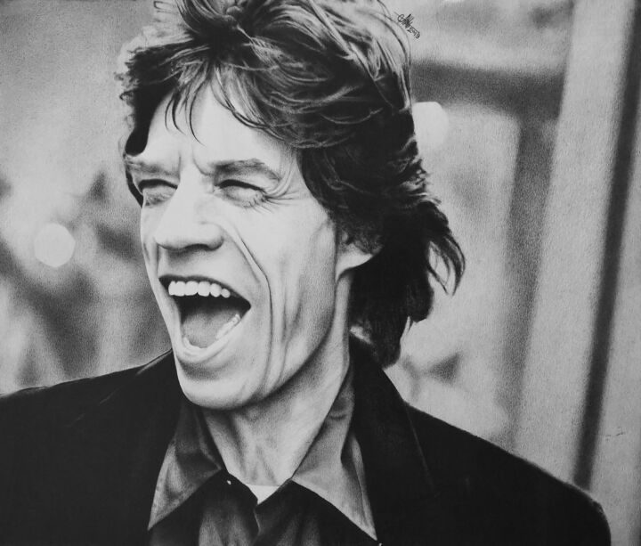 Drawing titled "Mick Jagger" by Artiom Iavorskii, Original Artwork, Pencil