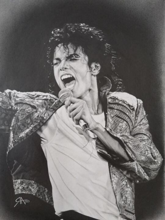 Desenho intitulada "Michael Jackson" por Артём Яворский, Obras de arte originais, Lápis