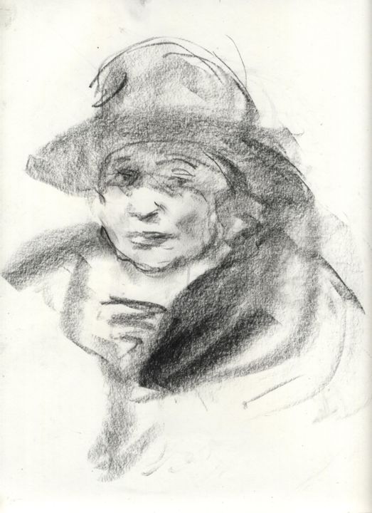 Drawing titled "Portrait" by Artem Brazhnik, Original Artwork, Charcoal