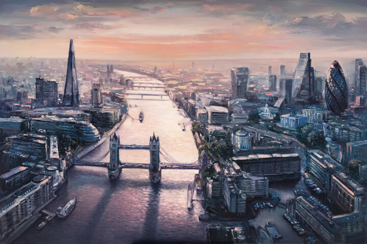 「"London "Large rigi…」というタイトルの絵画 Artem Grunykaによって, オリジナルのアートワーク, オイル