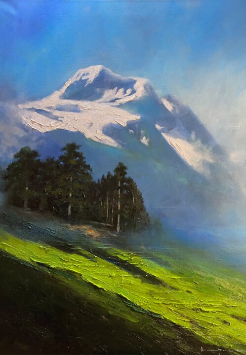 Pintura intitulada ""Near the hill"100c…" por Artem Grunyka, Obras de arte originais, Óleo Montado em Armação em madeira