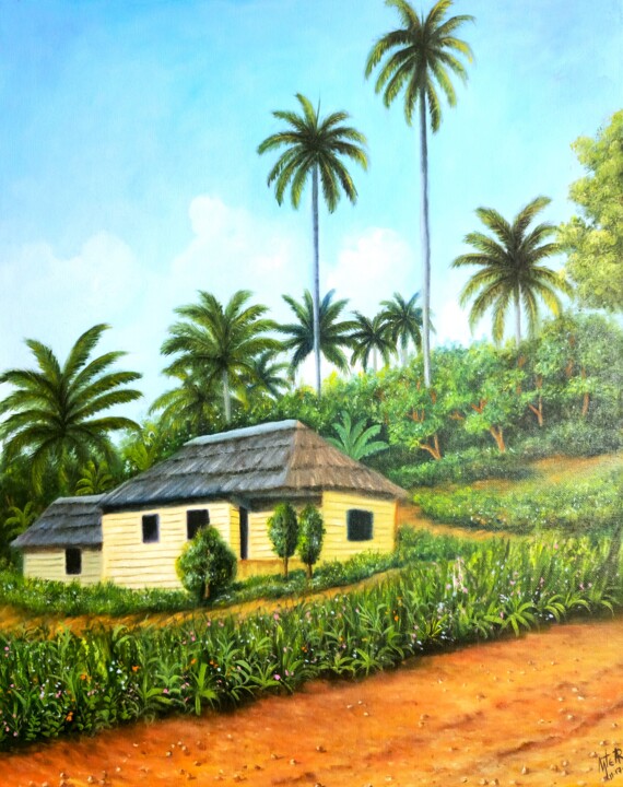 Painting titled "Campiña cubana" by Artemio Alvarez, Original Artwork, Oil