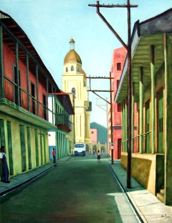 Painting titled "Mi boulevard" by Artemio Alvarez, Original Artwork, Acrylic
