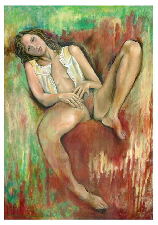 Digital Arts titled ""La chica Schielle"…" by Nancy Almazán, Original Artwork, Digital Painting