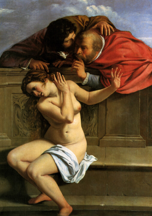 Pittura intitolato "Susanna and the Eld…" da Artemisia Gentileschi, Opera d'arte originale, Olio